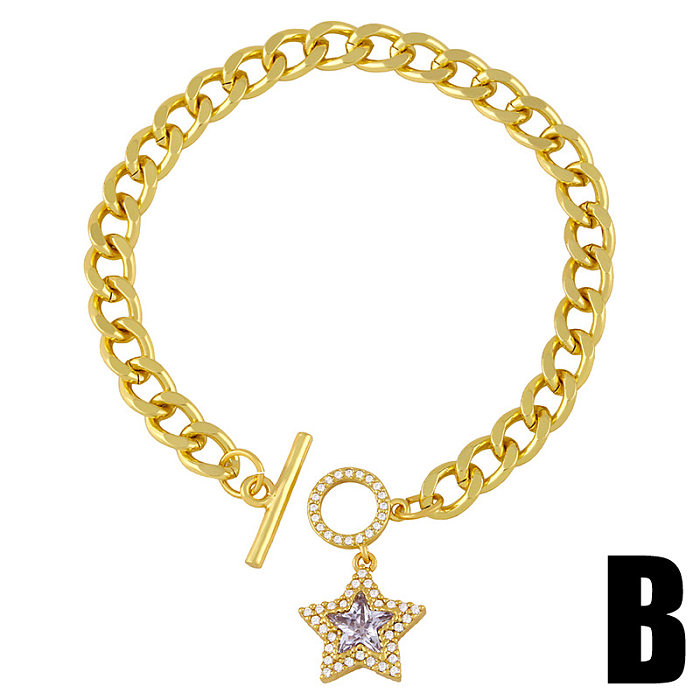 Bracelet en cuivre avec boucle OT en forme de cœur, étoile à cinq branches, vente en gros