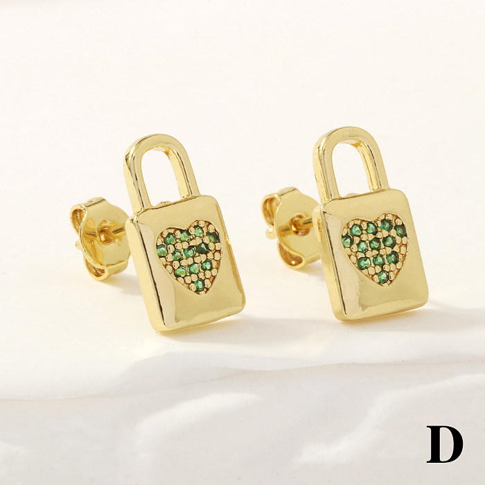 1 Pair Shiny Pentagram Cross Heart Shape Plating Inlay Copper Zircon 18K Gold Plated Drop Earrings