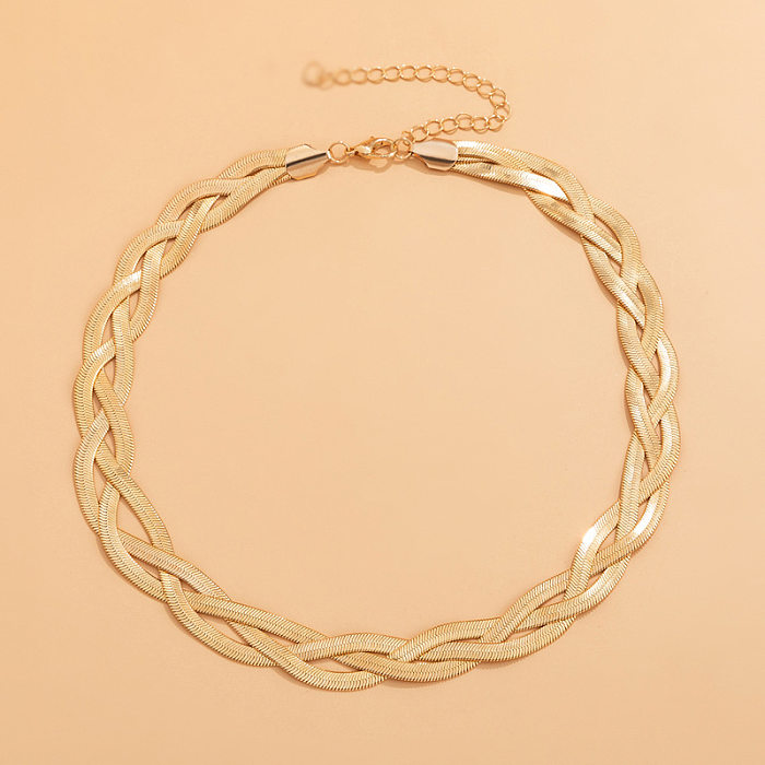Collier de bracelets de placage en acier titane torsadé de style classique rétro