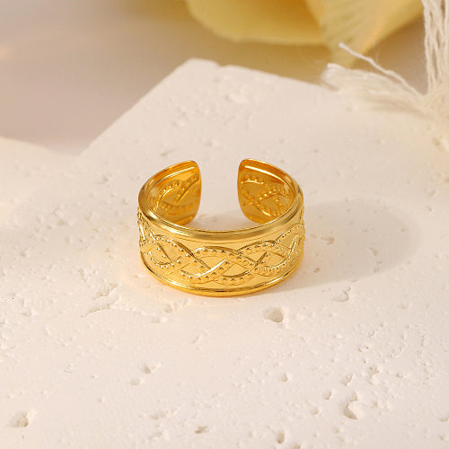 Anéis banhados a ouro com revestimento de aço inoxidável básico de cor sólida por atacado