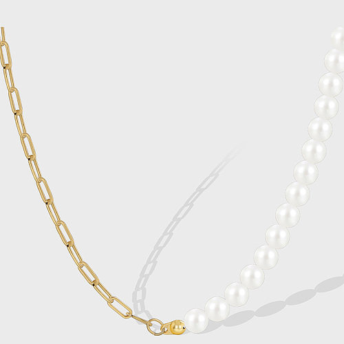 Einfache Halskette mit geometrischer Verkupferung und 18-Karat-Vergoldung