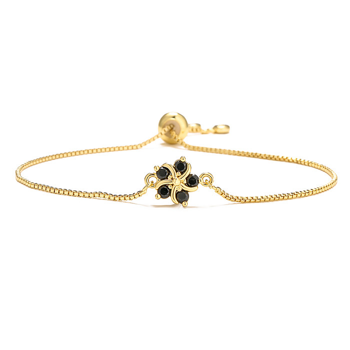 Bracelets de cuivre de fleur de mode Bracelets de cuivre de zircon plaqués or
