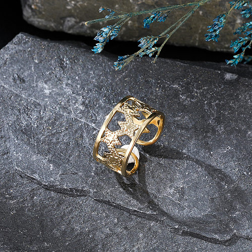Los anillos de acero inoxidable de pentagrama de moda ahuecan los anillos de acero inoxidable