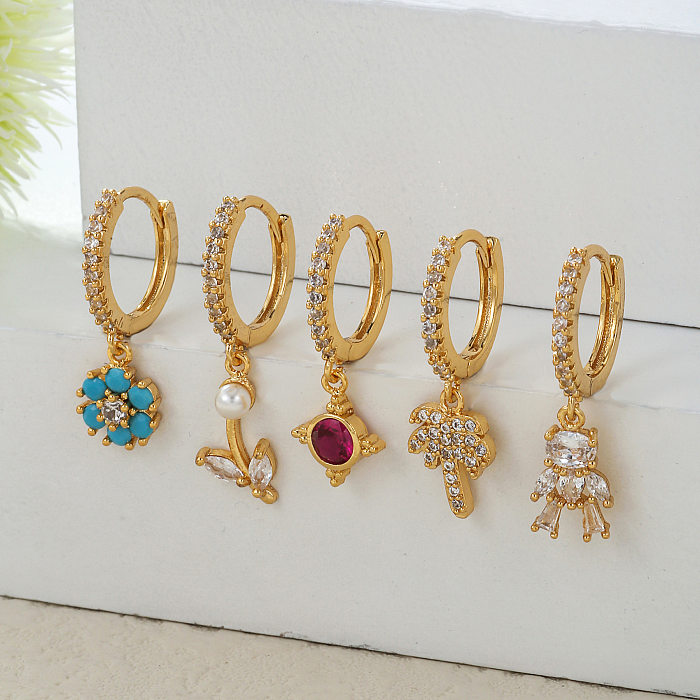 Fashion Eye Butterfly Copper Inlaid Zircon Drop Earrings 1 Piece