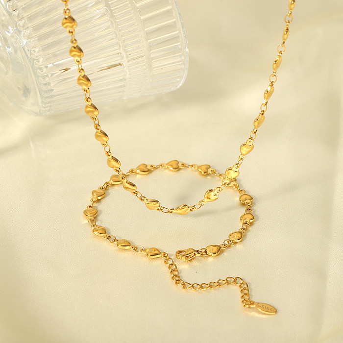 Sweet Heart Shape Stainless Steel Plating 18K Gold Plated Bracelets Necklace