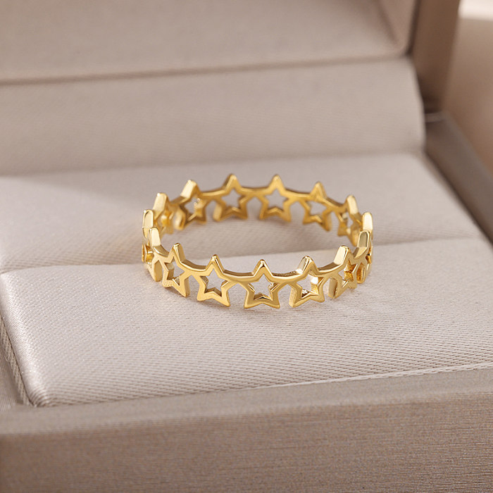 Simple Style Star Stainless Steel Plating 18K Gold Plated Rings