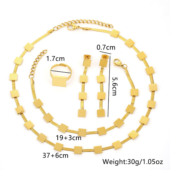 Elegante Streetwear Herzform Titan Stahl Ringe Ohrringe Halskette