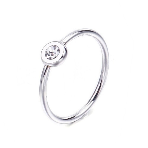Moda coreana de aço inoxidável ouro rosa anel de dedo indicador cauda zircão anel único ultrafino