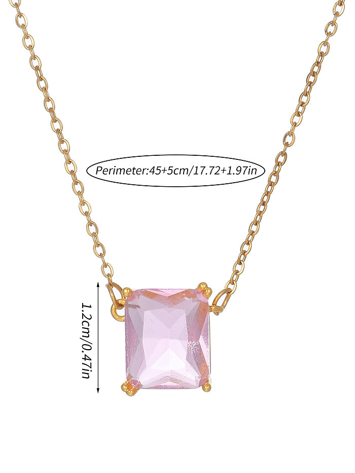 Elegant Simple Style Geometric Copper Plating Inlay Zircon 18K Gold Plated Pendant Necklace