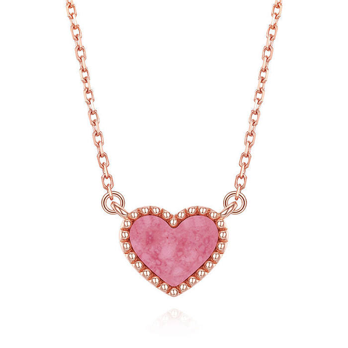 Sweet Heart Shape Copper Plating Inlay Shell Pendant Necklace