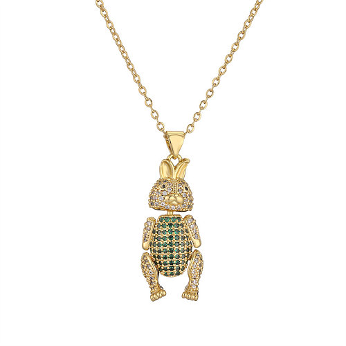 Collar con colgante chapado en oro con incrustaciones de cobre y conejo de estilo Simple IG