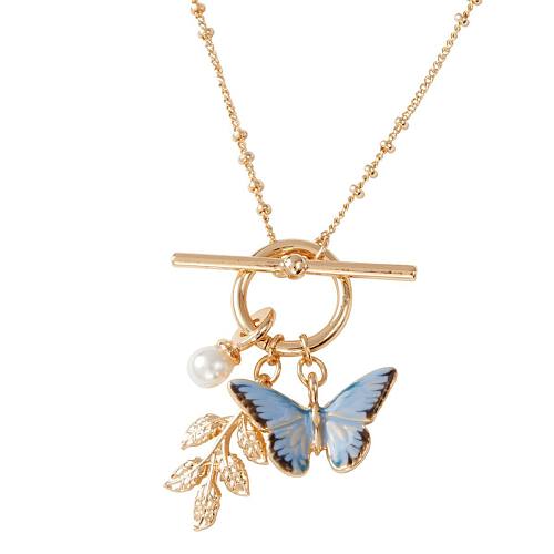 Sweet Butterfly Copper Plating 18K Gold Plated Pendant Necklace
