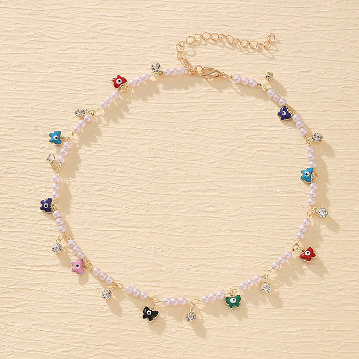 Moderner Teufelsauge-Schmetterlings-Gänseblümchen-Halsband mit Kupferkristall-Emaille-Beschichtung und vergoldetem Halsband