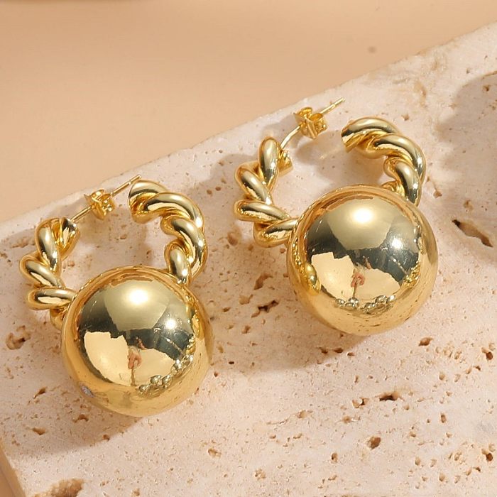 1 Pair Elegant Classic Style Solid Color Plating Copper 14K Gold Plated Earrings