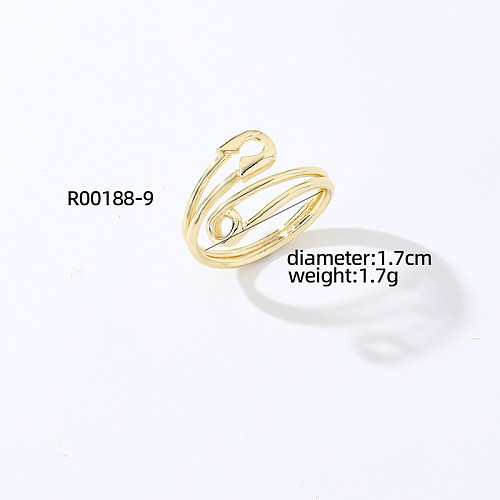 Elegant Streetwear Geometric Copper Plating Inlay Zircon Open Rings