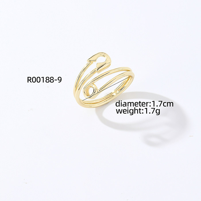Elegante Streetwear-Ringe mit geometrischer Verkupferung und Inlay aus Zirkon