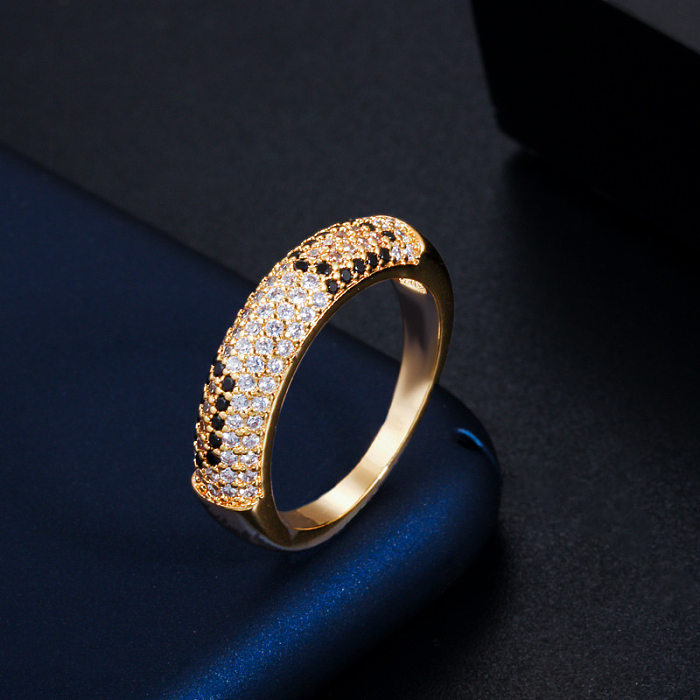 Glam Simple Style Geometric Copper Plating Inlay Zircon 14K Gold Plated Gold Plated Rhodium Plated Rings