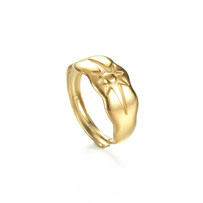 Anéis abertos banhados a ouro 14K com revestimento de aço inoxidável estrela estilo IG