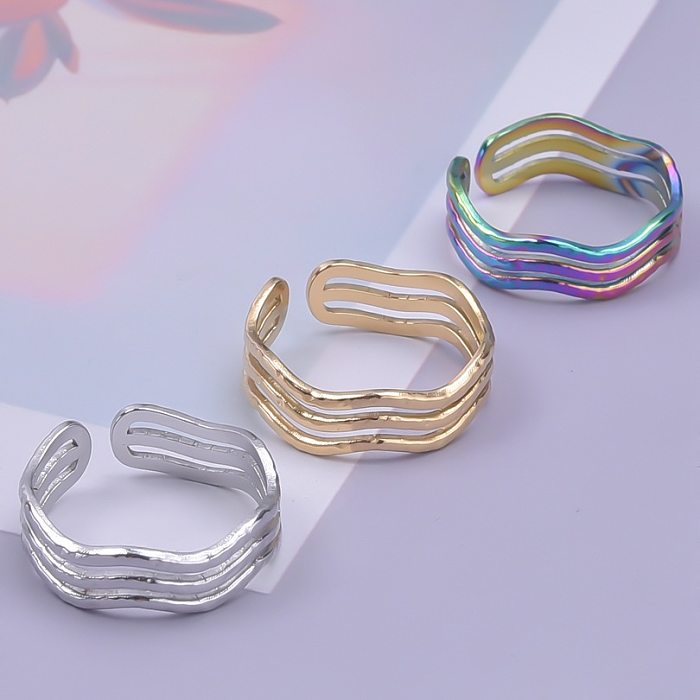 Wholesale Vintage Style Geometric Colorful Stainless Steel Plating Open Rings