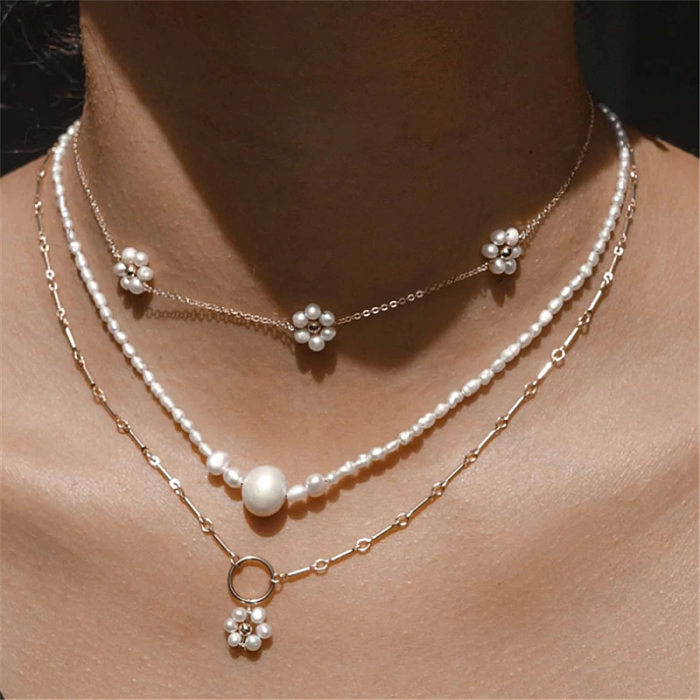 Art- und Weiseblumen-Kupfer-Halsketten-Perlen-Kupfer-Halsketten