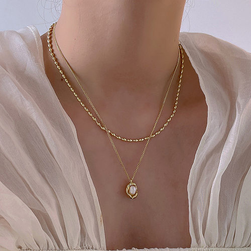 Modische Halsketten mit geometrischer Verkupferung und künstlichen Perlen