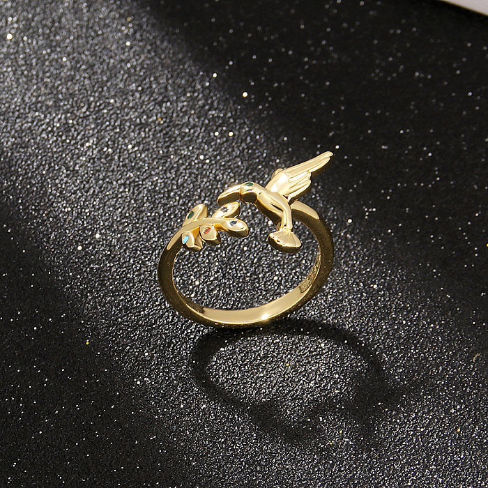 Fashion Bird Copper Plating Zircon Open Ring 1 Piece