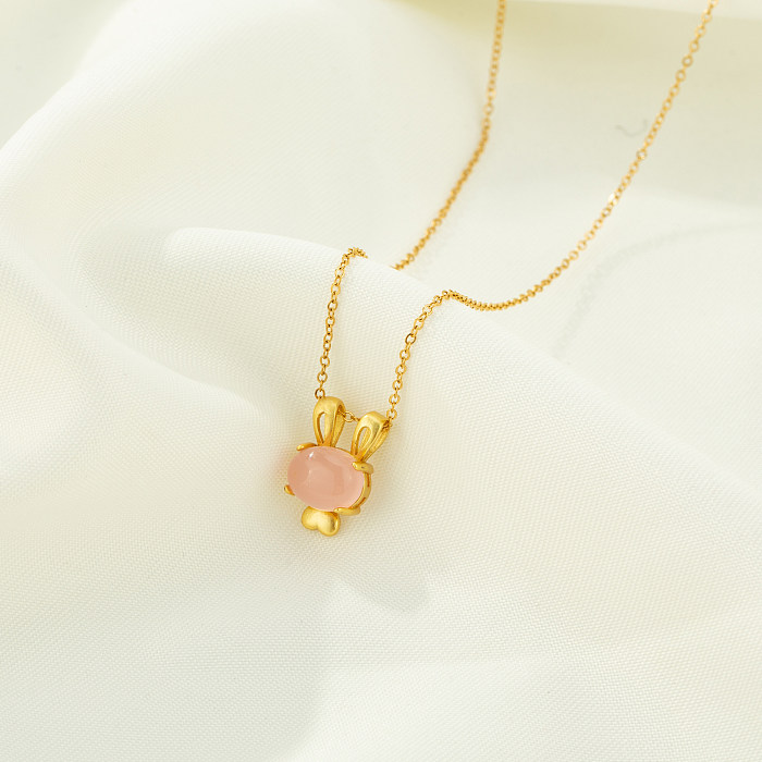 Cute Rabbit Copper Plating Gold Plated Pendant Necklace