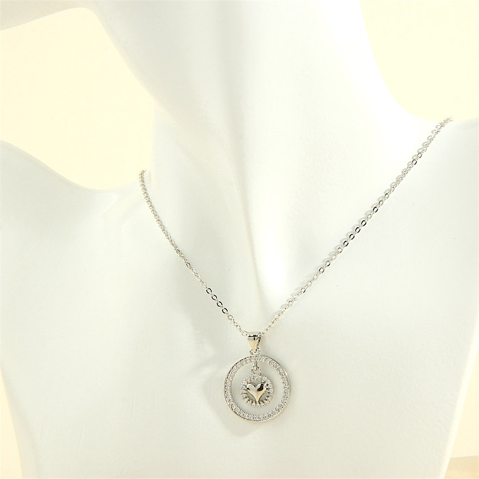 Collier pendentif en Zircon plaqué or 18 carats en cuivre en forme de cœur brillant de Style IG en vrac
