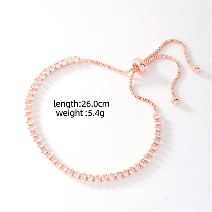 Sweet Simple Style Oval Copper Inlay Zircon Bracelets