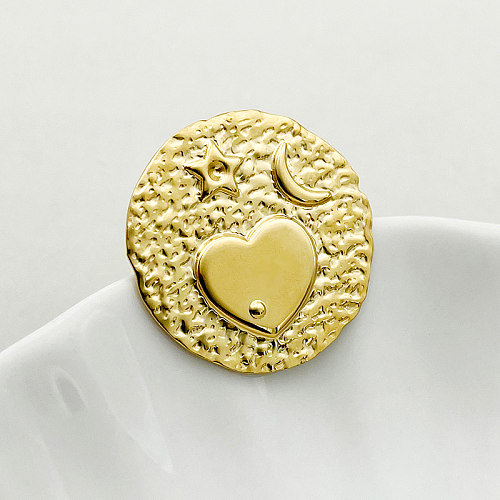 Anneaux ouverts plaqués or, Style Simple et doux, en forme d'étoile, de lune, de cœur, en acier inoxydable, placage de polissage
