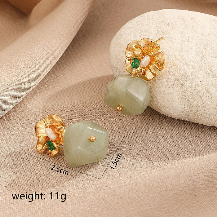 1 Pair Vintage Style Roman Style Geometric Imitation Pearl Copper Drop Earrings