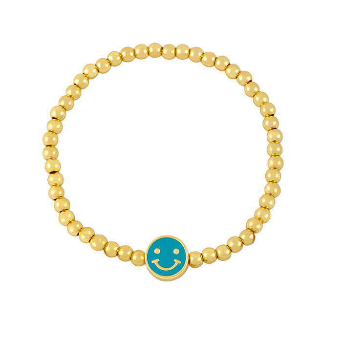Bijoux Style coréen Smiley visage perlé Bracelet plaqué or bijoux en gros