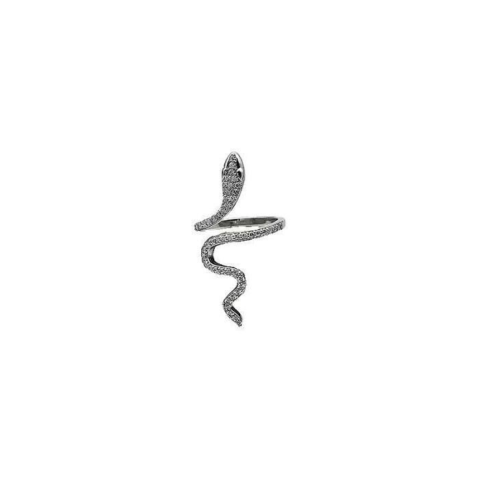 Lässiger offener Ring mit Schlangen-Kupfer-Inlay und künstlichen Edelsteinen
