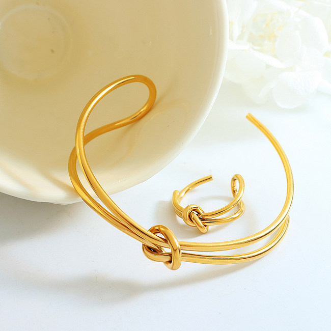 Pulseras de anillos chapadas en oro de 18 quilates con revestimiento de acero de titanio geométrico elegante