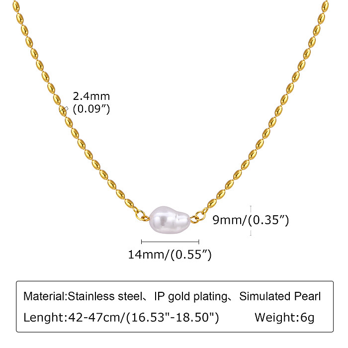 Collier de bracelets plaqué or 18 carats en acier inoxydable avec perles de style classique et décontracté