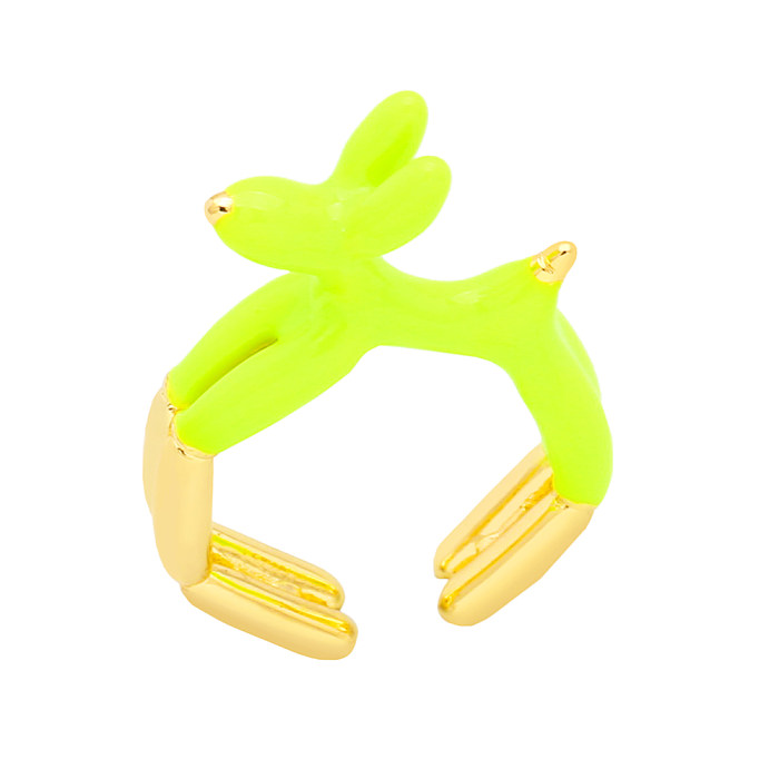 Offener Ring mit süßem Hundeballon, Kupfer-Emaille und vergoldet, 1 Stück