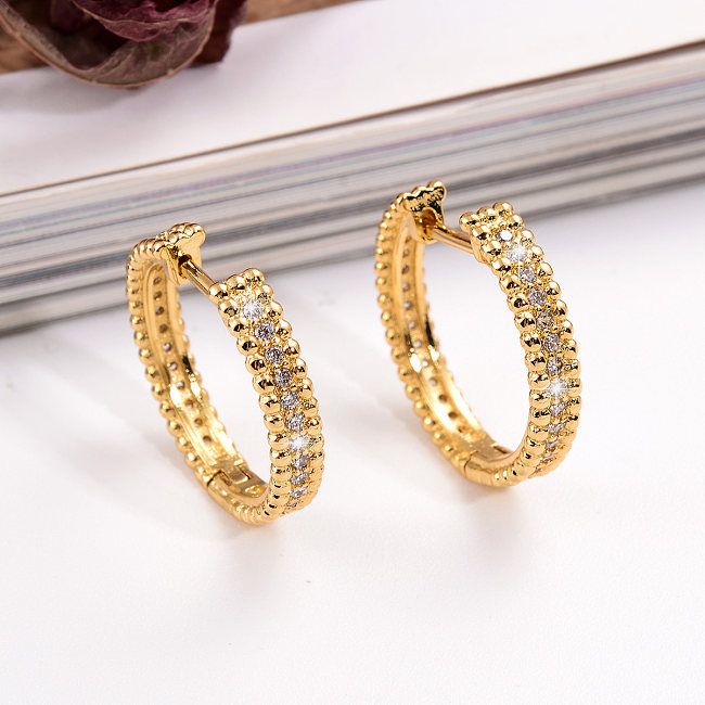1 Pair IG Style Simple Style Circle Plating Inlay Copper Zircon 18K Gold Plated Earrings