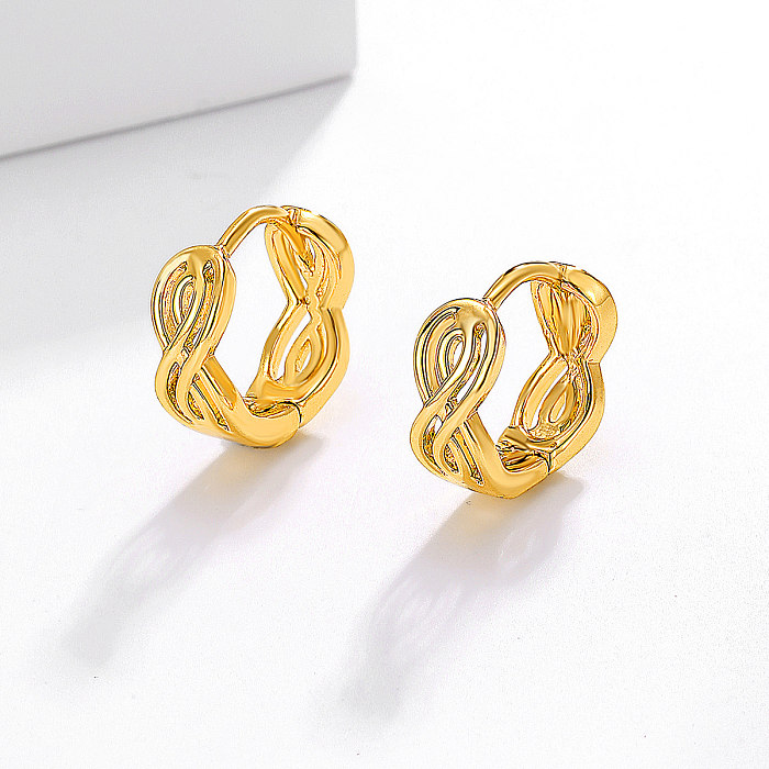 1 Pair Casual Simple Style Solid Color Copper Plating 18K Gold Plated Hoop Earrings