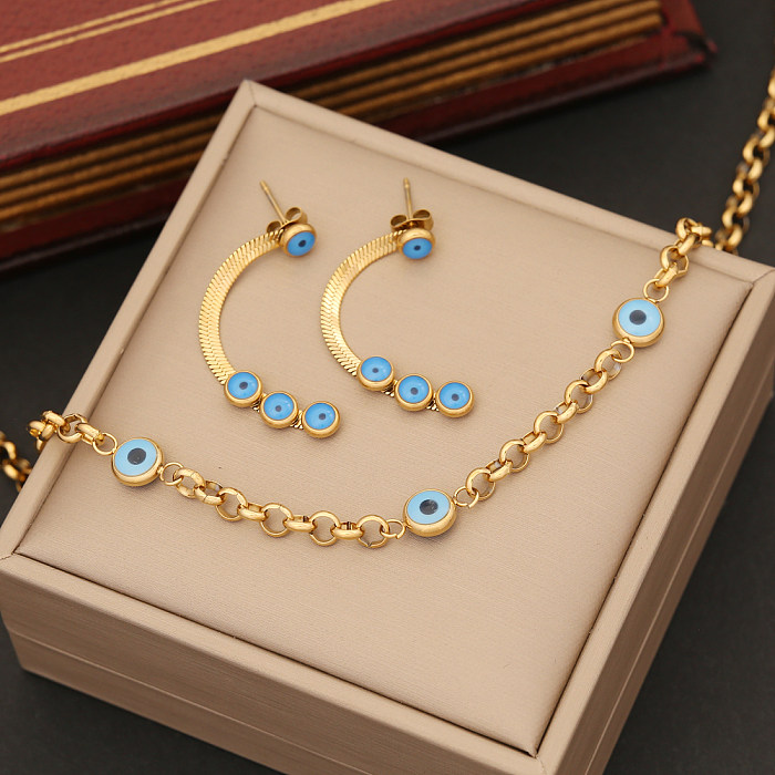 Artistic Eye Stainless Steel Enamel Bracelets Earrings Necklace