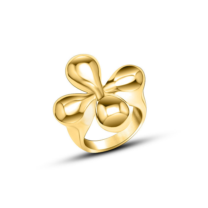 Anéis de aço de titânio com flor de estilo simples a granel