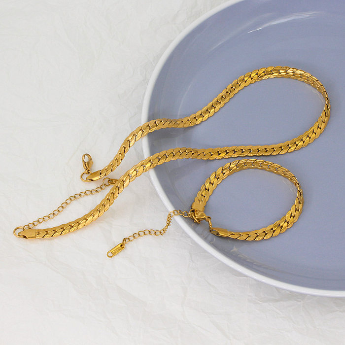 Collier de bracelets de placage d'acier de titane d'acier inoxydable de couleur unie de dame