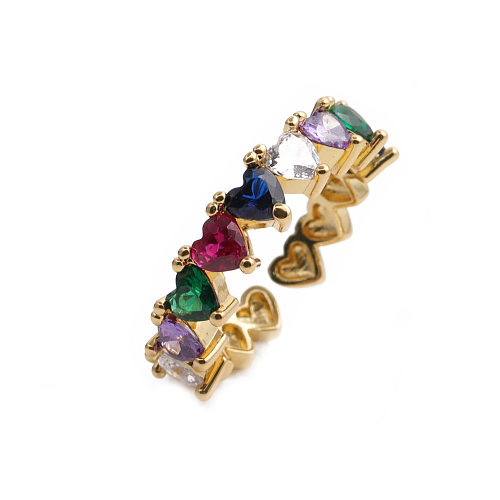 Fashion Heart-Shaped Copper Inlaid Zircon Ring Wholesale