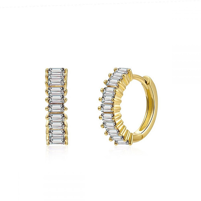 1 Pair IG Style Round Plating Inlay Copper Zircon White Gold Plated Gold Plated Ear Cuffs