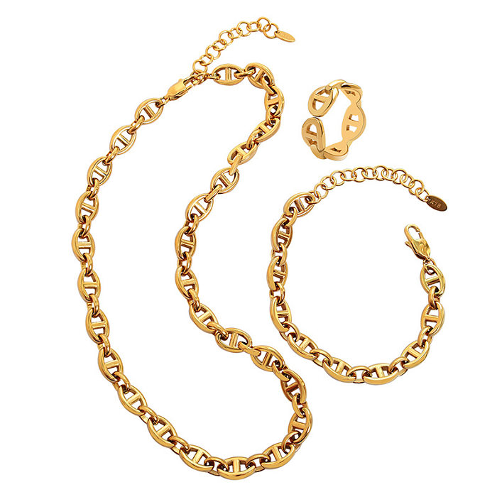 Rétro Simple chaîne épaisse Hip Hop Bracelet anneau collier titane acier