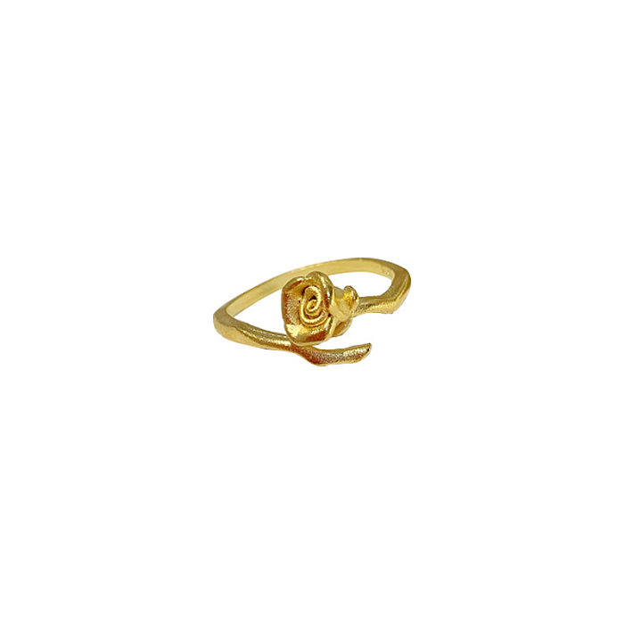 Lady Simple Style Rose Copper Open Rings
