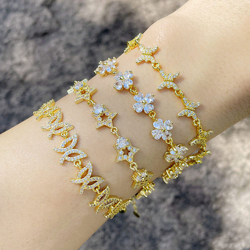 Art- und Weiseeinfaches Zirkon-Blumen-Schmetterlings-geometrisches kupfernes Armband