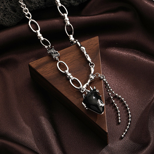 Vintage Style Heart Copper Zircon Necklace In Bulk