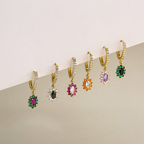 Fashion Geometric Zircon Colored Zircon Earrings