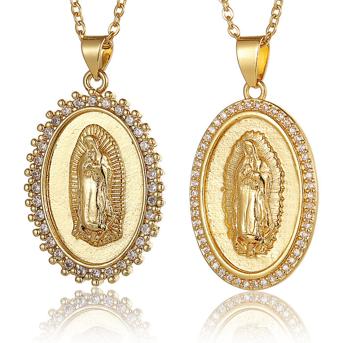 New Women's Religious Jewelry Copper Gold Plated Pendant Virgin Mary Necklace