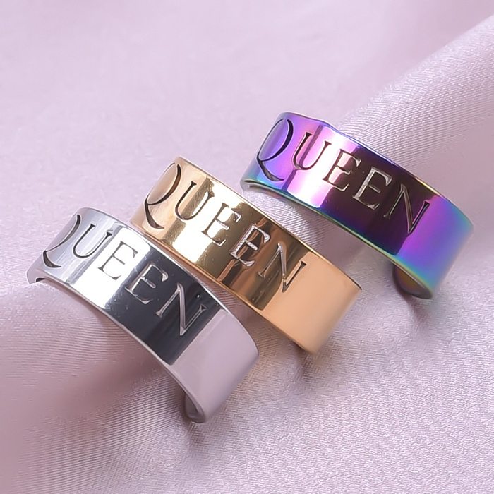 Commute Solid Color Stainless Steel Plating Gold Plated Rings